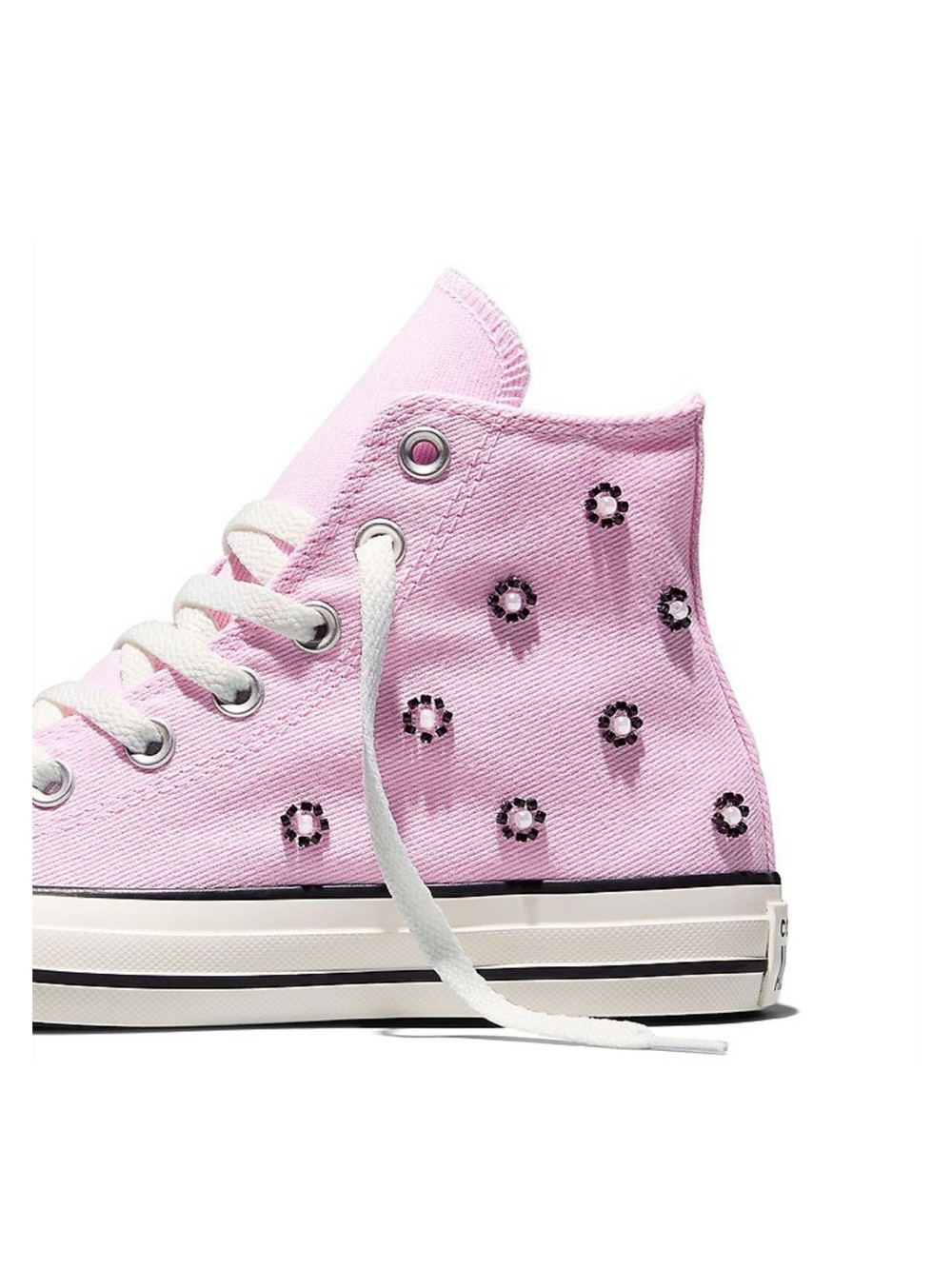 Converse Chuck Taylor All Star High Top Pink Beaded Floral Sneaker Women 8.5 - Picture 3 of 15